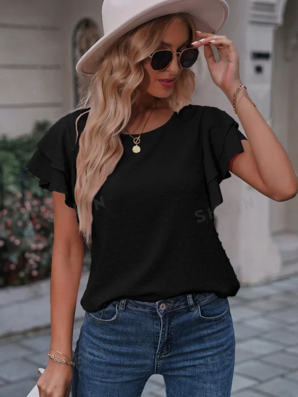 Blusa de lunares de manga mariposa - Imagen 2