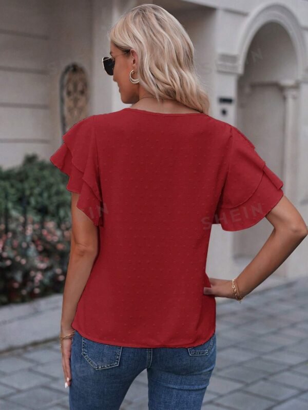 Blusa de lunares de manga mariposas - Imagen 3