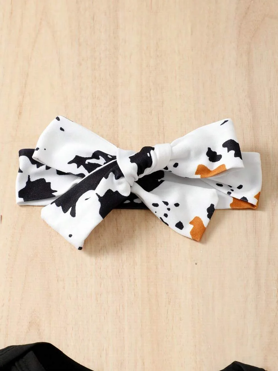 Body Con Volantes Y Lema Gráfico Para Bebé Niña Y Pantalones Con Lazo - Imagen 3