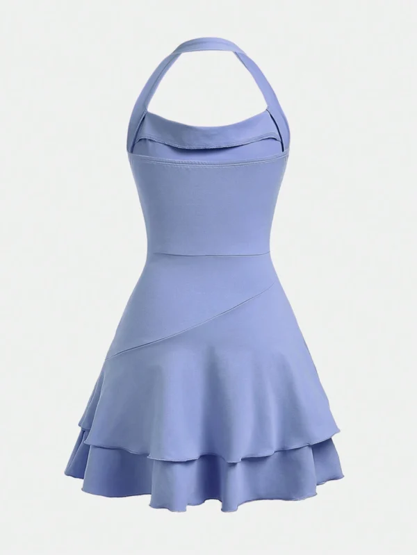 Vestido casual de tejido con parte superior corta y vestido con pliegues - Imagen 3