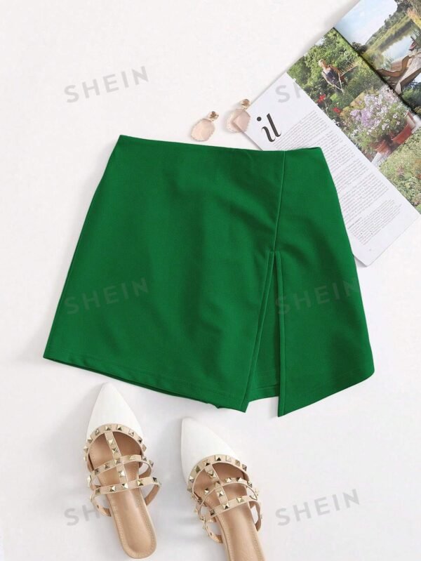 Skort con cintura elástica y abertura delantera