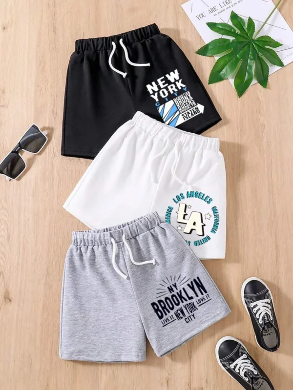 Pantalones Cortos Estampados Con Letras Para Niños