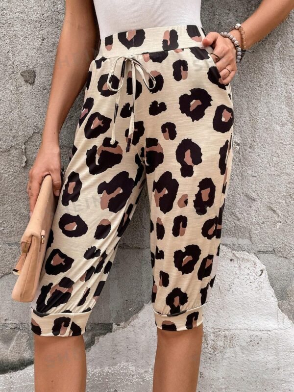 Pantalones cortos casuales de estampado de leopardo para mujer - Imagen 3