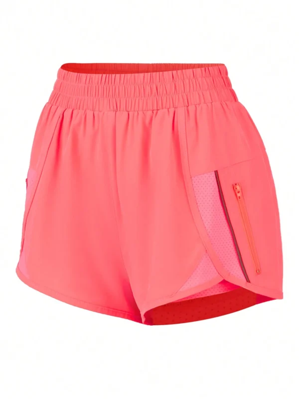 Shorts deportivos con cintura elástica y decoración de cremallera