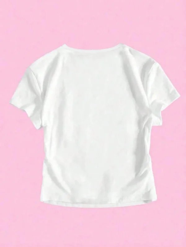 Camiseta de manga corta blanca de ajuste ceñido tipo crop - Imagen 2