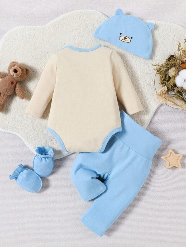 Conjunto de 4 piezas de body y pantalones largos impresos con oso - Imagen 3