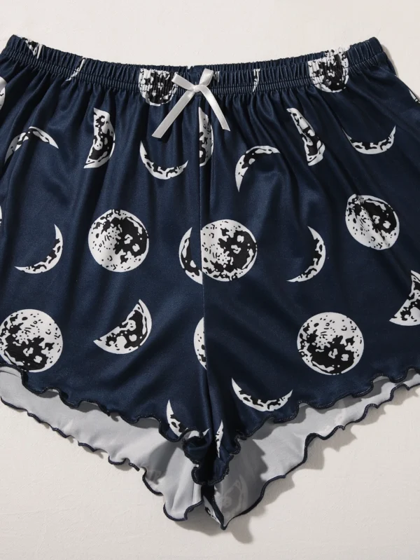 Conjunto de pijama con estampado de luna ribete en forma de lechuga - Imagen 2