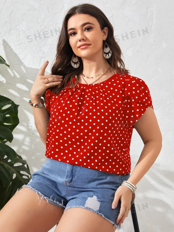 Blusa con estampado de lunares manga tulipán - Imagen 2