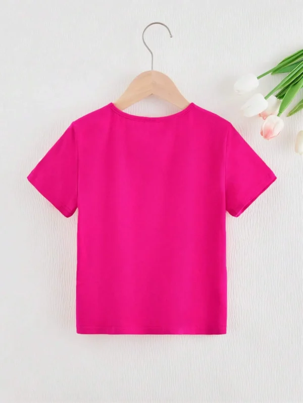Camiseta De Manga Corta Cuello Redondo Para Niñas Adolescentes - Imagen 3