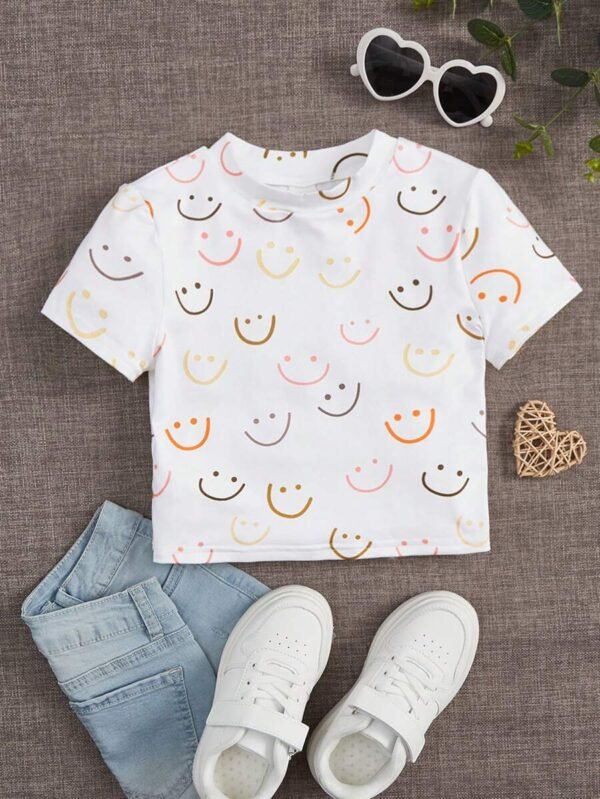 Camiseta Corta De Punto Con Estampado De Rostro