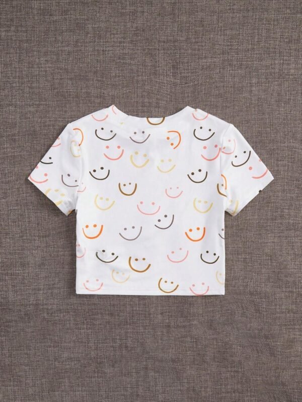 Camiseta Corta De Punto Con Estampado De Rostro - Imagen 2