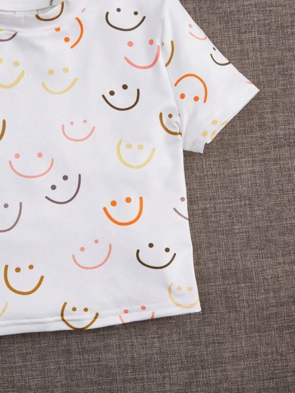 Camiseta Corta De Punto Con Estampado De Rostro - Imagen 3