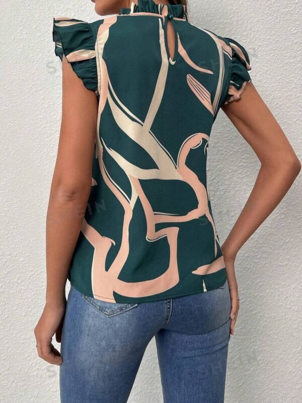Blusa con estampado de dibujo ribete con fruncido - Imagen 3