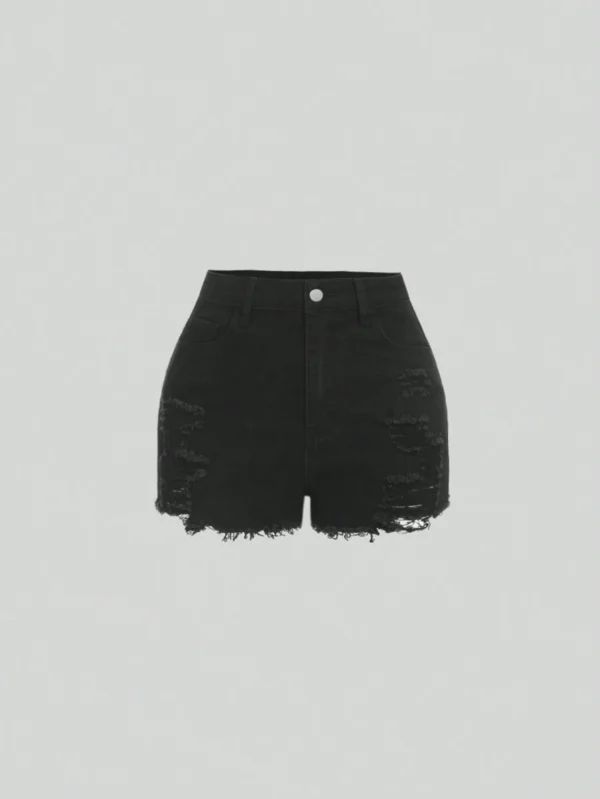 Shorts mezclilla desgarro bajo crudo para chicas