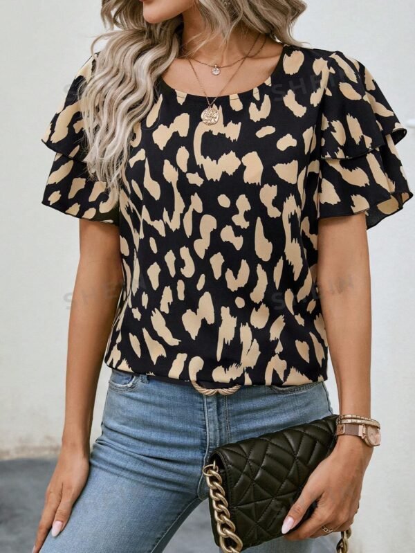 Blusa con estampado de manga mariposa