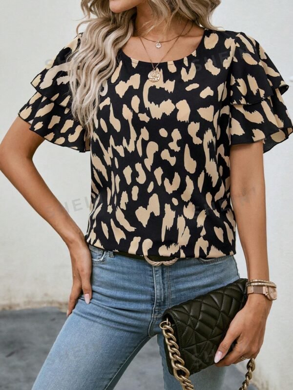Blusa con estampado de manga mariposa - Imagen 2