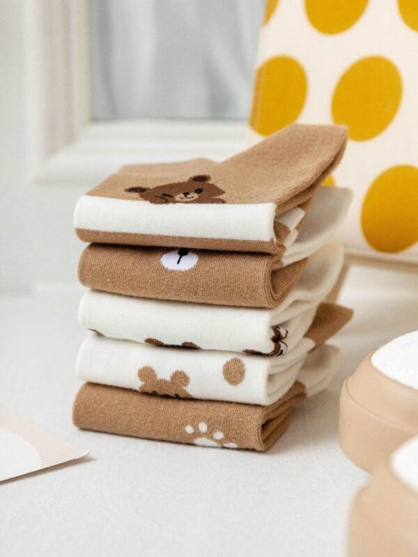 5 Pares Calcetines Lindos Con Patrón De Gato - Imagen 3