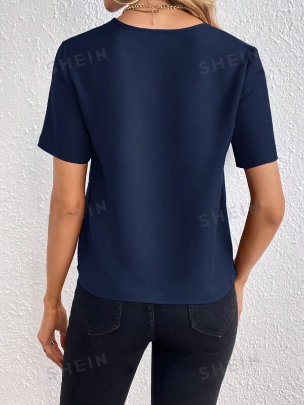 Blusa unicolor de cuello notch - Imagen 3