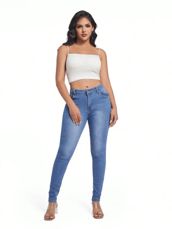 Pantalón Mezclilla Jeans Skinny Strech Tiro Alto Comfort