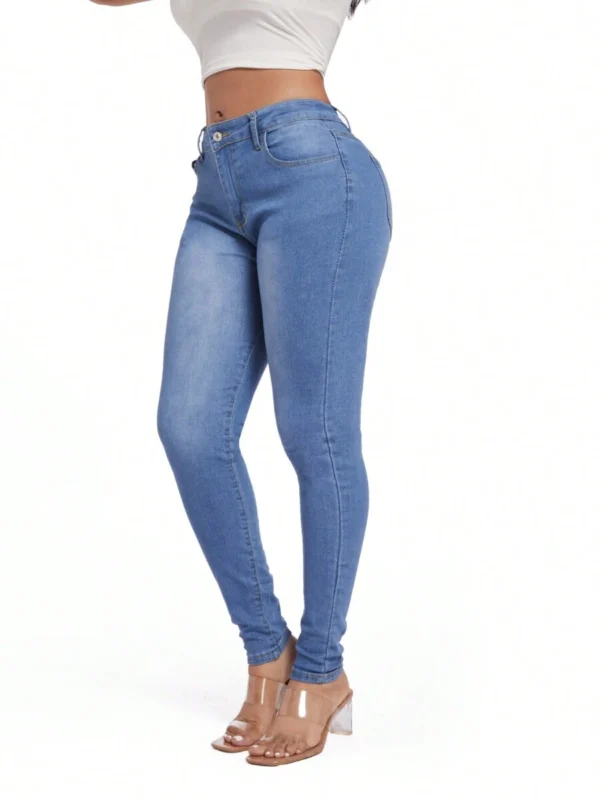 Pantalón Mezclilla Jeans Skinny Strech Tiro Alto Comfort - Imagen 3