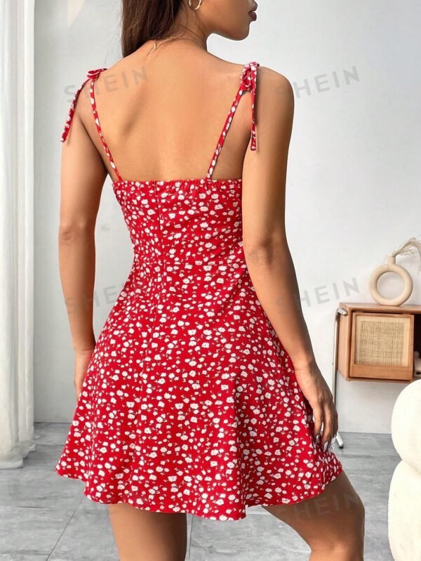 Vestido Lencero Con Busto Plisado Y Estampado Floral - Imagen 3