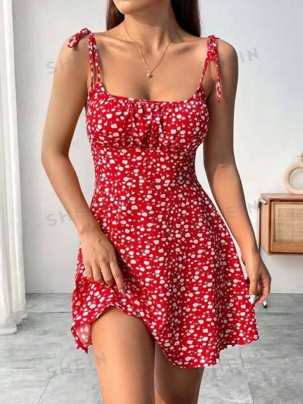 Vestido Lencero Con Busto Plisado Y Estampado Floral - Imagen 2