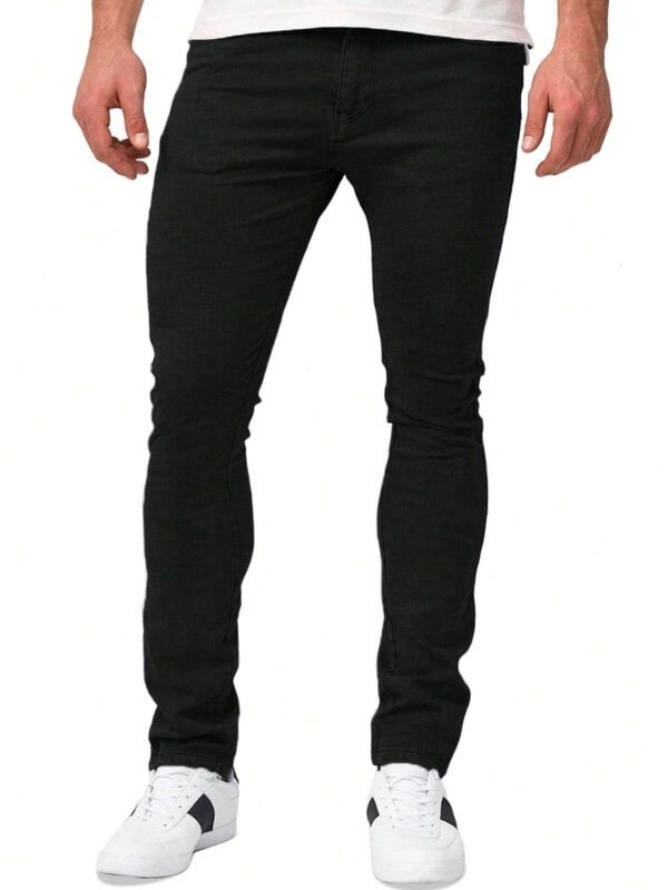 Pantalones Jeans Clásicos De Mezclilla Ajustados Elásticos - Imagen 2