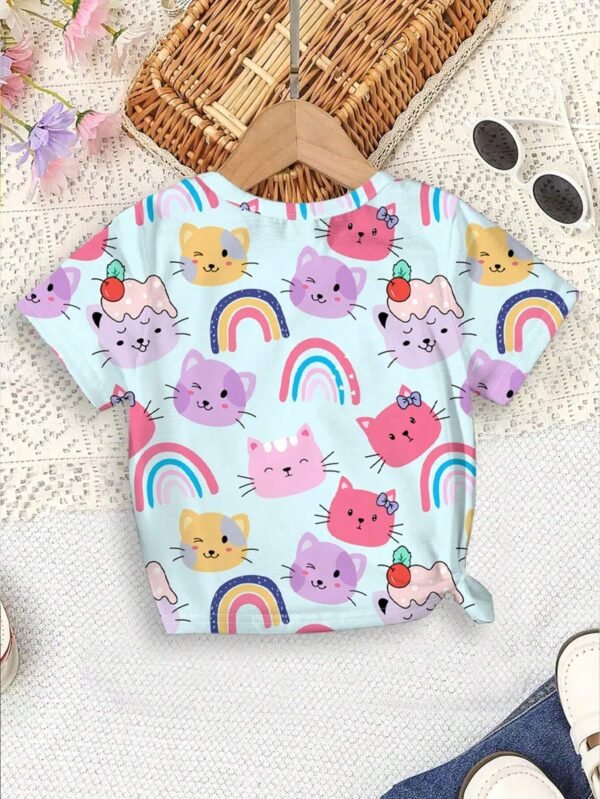 Camiseta de manga corta con patrón de gatos - Imagen 3