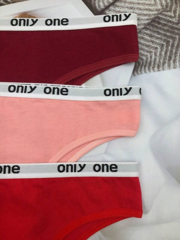 3 piezas Ropa interior sexy deportiva en T de unicolor de cintura alta - Imagen 3