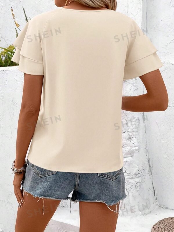 Blusa veraniega para mujer de manga corta, cuello redondo - Imagen 3