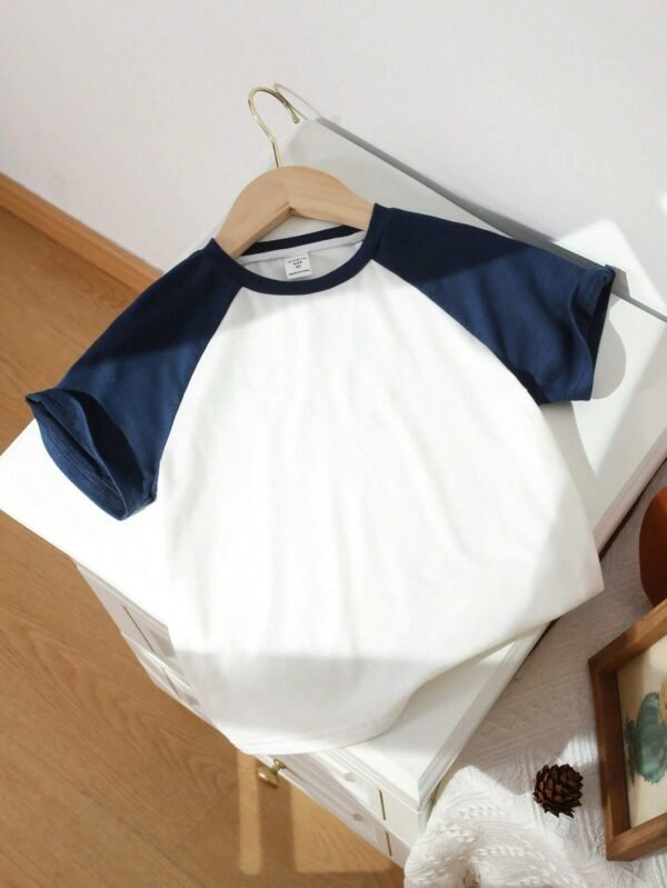 Camiseta De Manga Corta Y Cuello Redondo Para Niños