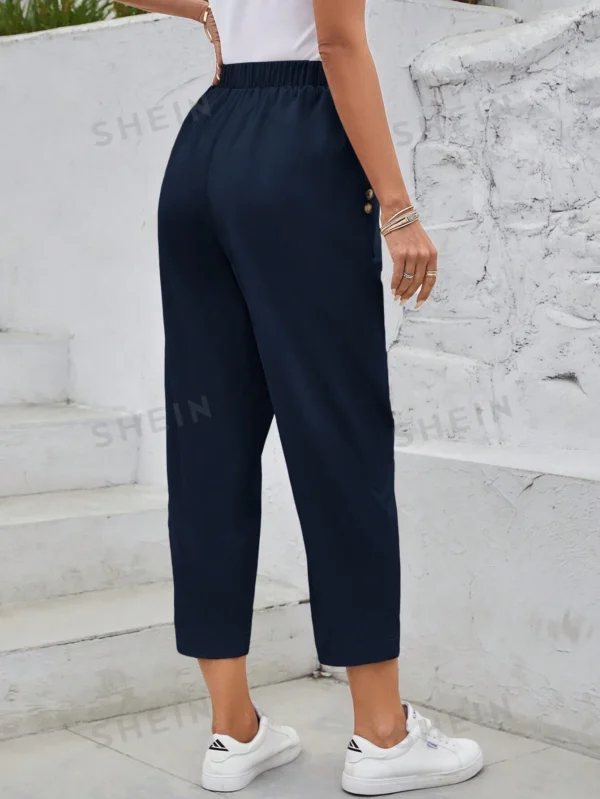 Pantalones Casuales De Verano De Mujer Con Cintura Elástica Y Bolsillos - Imagen 2