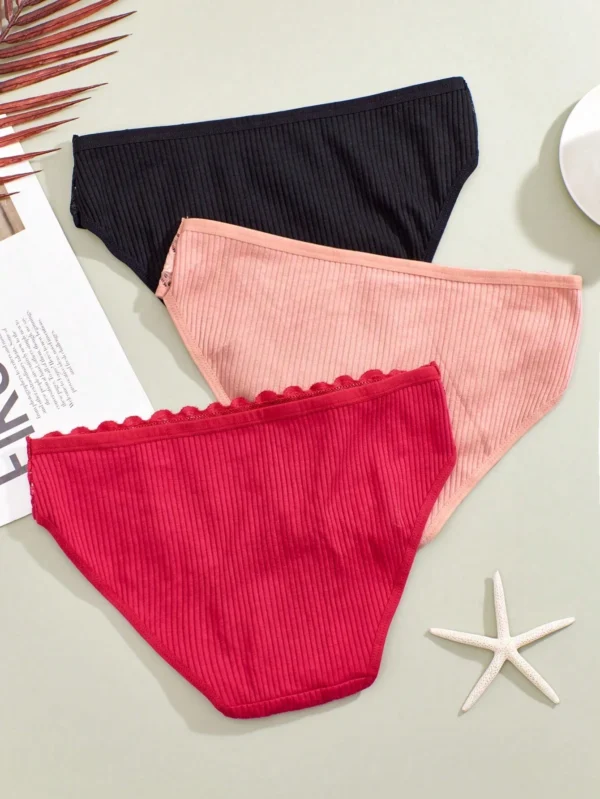 Conjunto De 3 Piezas De Braguitas De Encaje De Moda Para Mujeres - Imagen 3