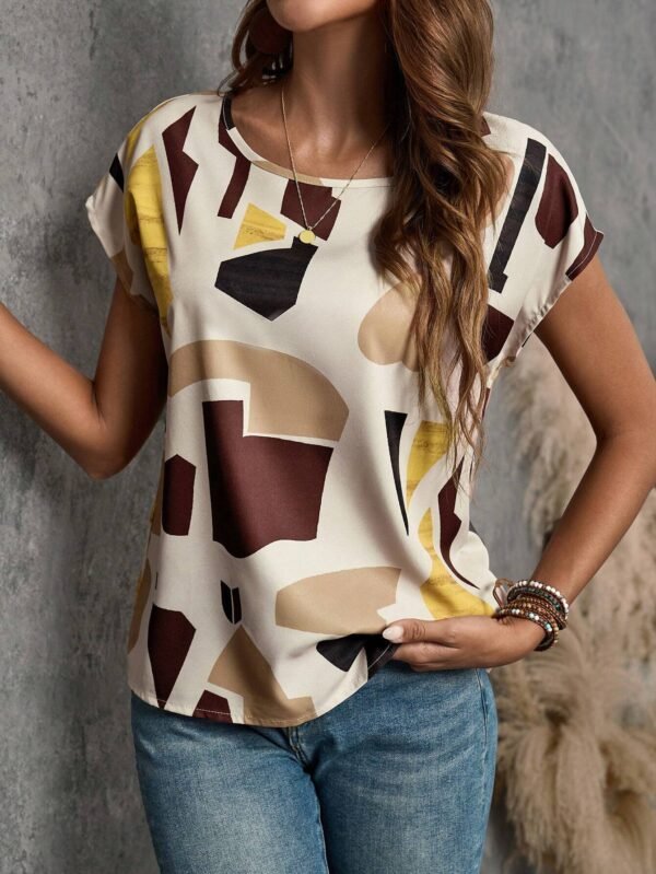 Camisa casual de verano para mujer con estampado geométrico