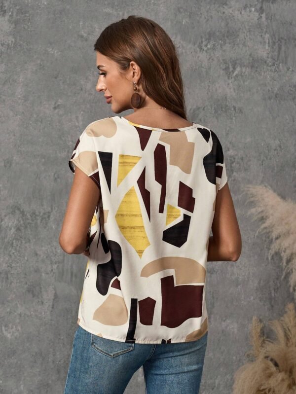 Camisa casual de verano para mujer con estampado geométrico - Imagen 2