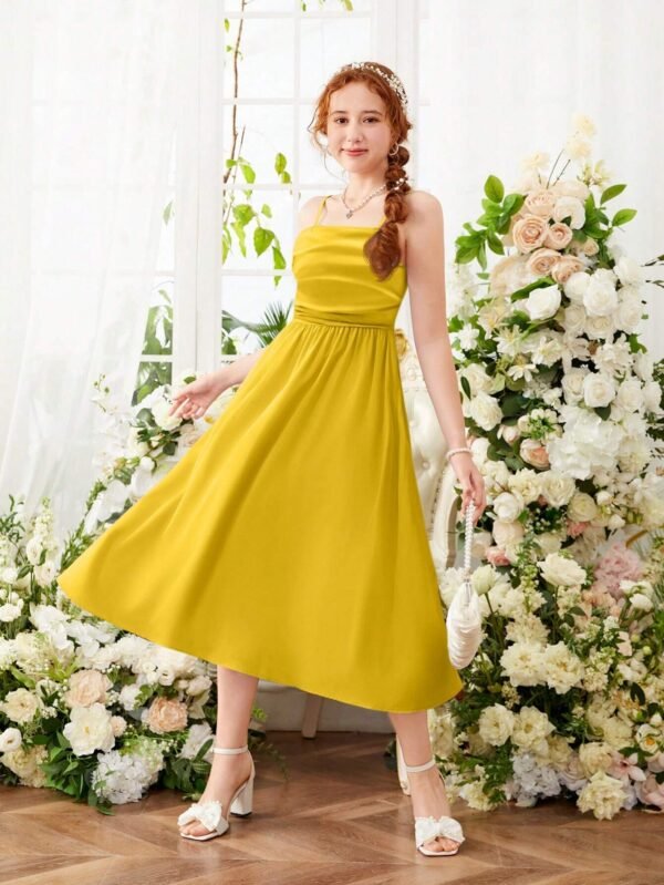 Vestido plisado de longitud media para chicas