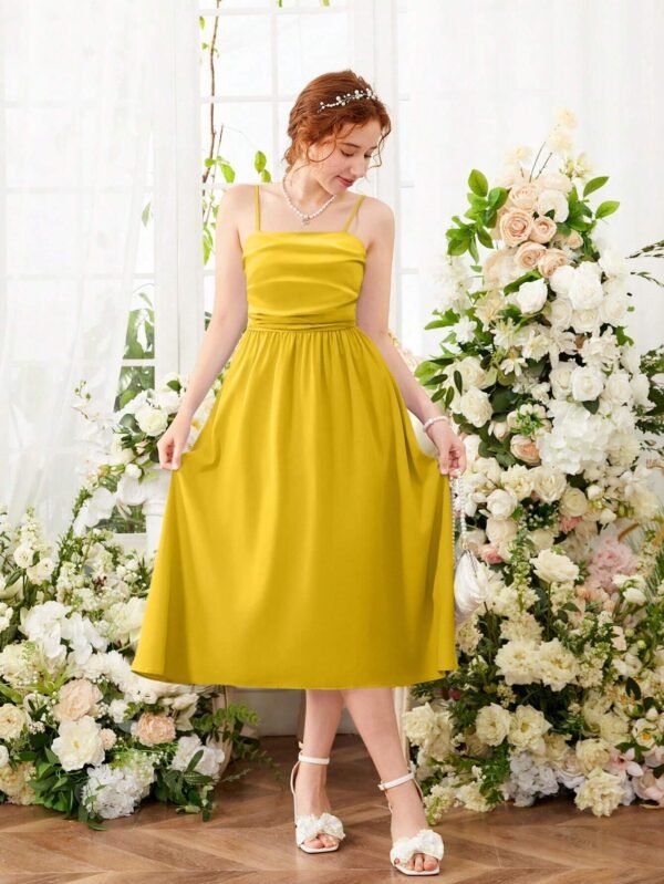 Vestido plisado de longitud media para chicas - Imagen 2