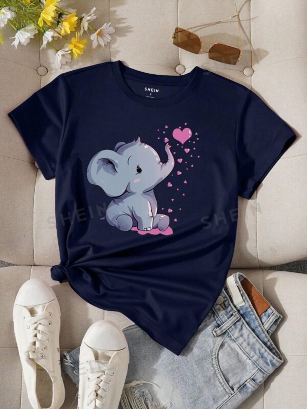 Camiseta gráfica casual con cuello redondo y manga corta