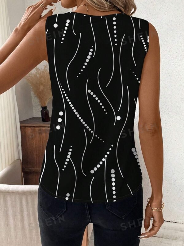 Blusa Talla Grande de cuello en V con estampado - Imagen 2