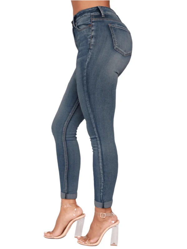 Pantalones de Mezclilla Elástico Y Estilo Skinny De Tiro Alto - Imagen 2