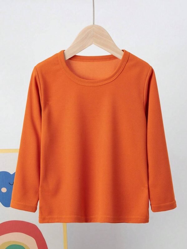 Camiseta térmica de manga larga y textura de gofre para niño