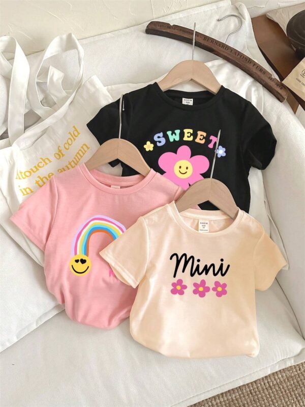 Camisetas con estampado de dibujos animados para niña