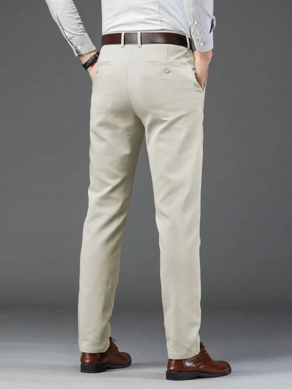 Pantalones rectos de color liso con bolsillos para hombre - Imagen 2