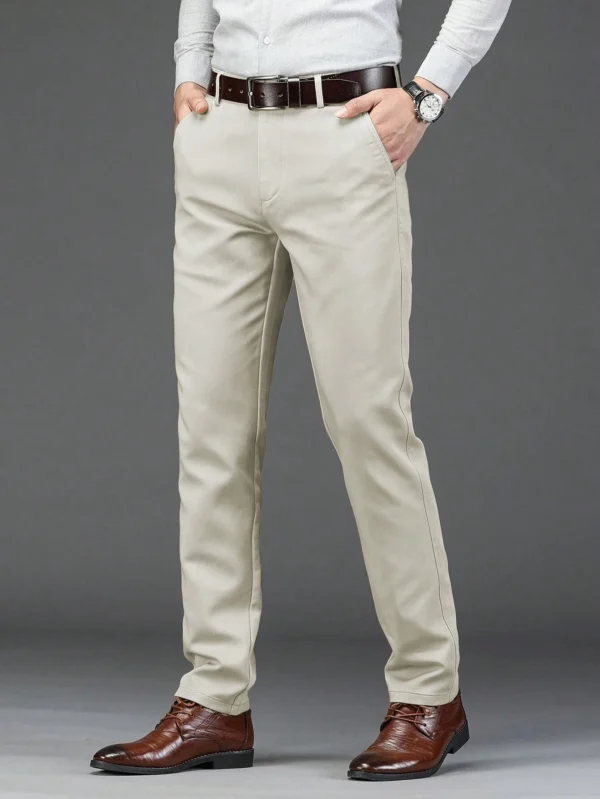 Pantalones rectos de color liso con bolsillos para hombre