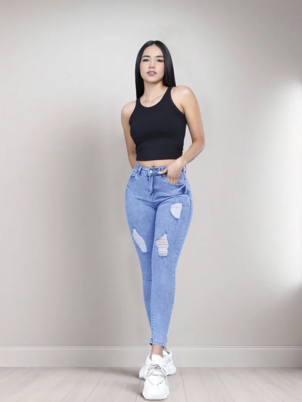 Jeans de Mezclilla Talle Alto para Mujer