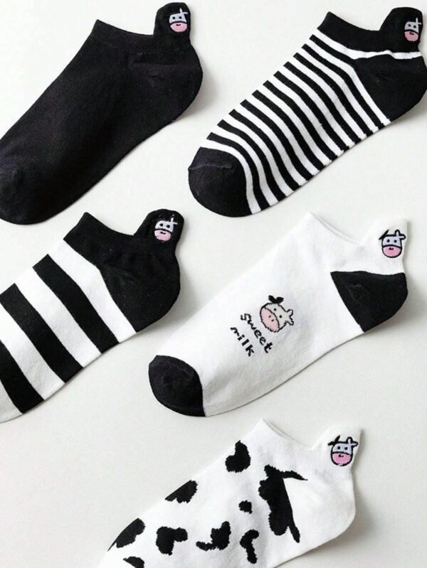 5 pares Calcetines tobilleros con estampado de vaca - Imagen 2