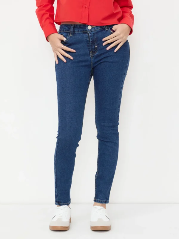 Jeans Skinny Tiro Regular Azul Oscuro