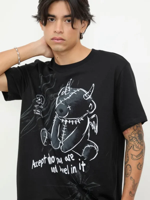 Playera Manga Corta Estampado Oso