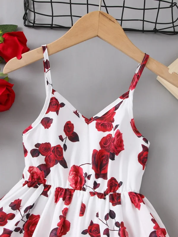 Vestido De Tirantes Con Estampado Floral Para Niñas - Imagen 3