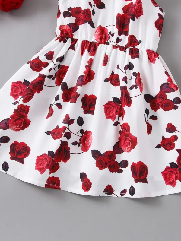 Vestido De Tirantes Con Estampado Floral Para Niñas - Imagen 2